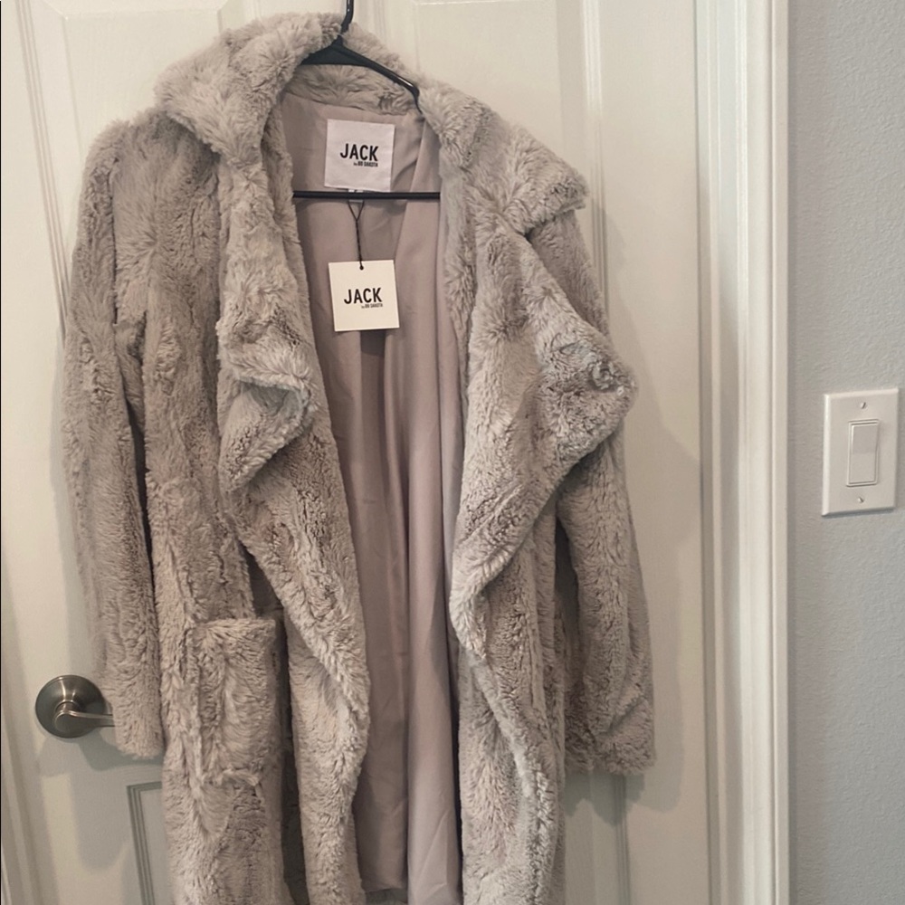 Jack by BB Dakota Gray Teddy Jacket Plush Oversized Fit